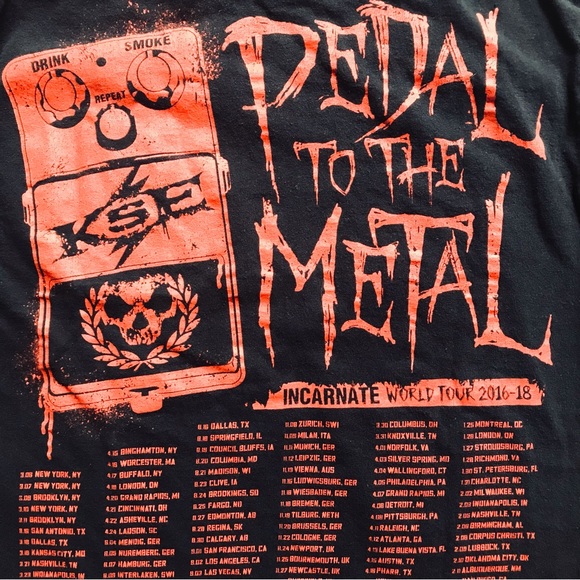 KILLSWITCH ENGAGE "PEDAL TO THE METAL INCARNATE TOUR 2016-2018" TEE - Picture 4 of 4